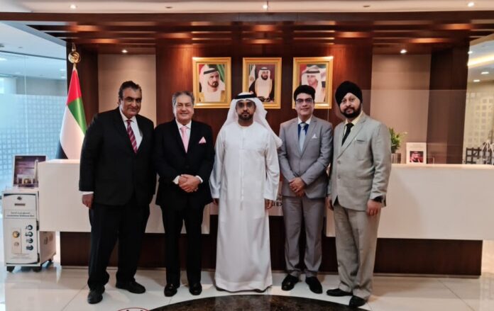 Dr. Ashraf Mahate, Chief Economist, Trade and Export Development, Dubai Exports, Mr Kamal Vachani, Regional Director, ESC, H.E. Mr Mohammad Al Kamali, Deputy CEO, Dubai Exports, Mr Sandeep Narula, Chairman, ESC and Mr Gurmeet Singh, Executive Director, ESC.