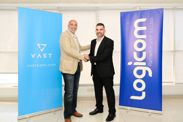 VAST Data and Logicom senior executives seal deal on distribution agreement in Middle East and Africa.