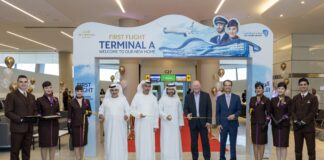 Etihad Airways operates first commercial flight from new Terminal A ETIHAD AIRWAYS, THE NATIONAL CARRIER OF THE UAE, OPERATES THE FIRST COMMERCIAL FLIGHT OPENING TERMINAL A AND TOGETHER WITH ABU DHABI INTERNATIONAL AIRPORT WELCOMES FIRST GUESTS TO NEW TERMINAL