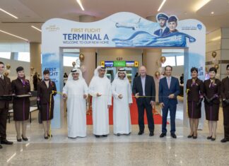 Etihad Airways operates first commercial flight from new Terminal A ETIHAD AIRWAYS, THE NATIONAL CARRIER OF THE UAE, OPERATES THE FIRST COMMERCIAL FLIGHT OPENING TERMINAL A AND TOGETHER WITH ABU DHABI INTERNATIONAL AIRPORT WELCOMES FIRST GUESTS TO NEW TERMINAL