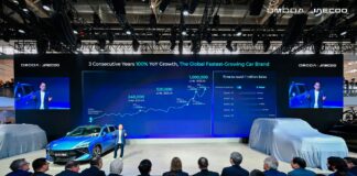 OMODA & JAECOO surpasses 1 million global sales as Beijing Auto Show opens OMODA & JAECOO Internatinal CEO Shawn Xu speaks to media at the 19th edition of Beijing Internatinal Auto Show