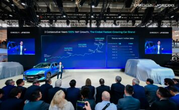 OMODA & JAECOO surpasses 1 million global sales as Beijing Auto Show opens OMODA & JAECOO Internatinal CEO Shawn Xu speaks to media at the 19th edition of Beijing Internatinal Auto Show