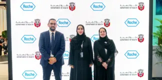 Abu Dhabi and Roche partner to strengthen diabetic eye care Representatives of DoH Abu Dhabi and Roche Pharmaceuticals UAE mark their diabetic eye care collaboration.