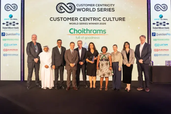 Choithrams wins global customer service award as NPS rises 23 points Choithrams representatives at the Customer Centricity World Series 2026 awards.
