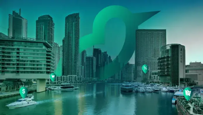 Tern rental payments in Dubai Tern promotional graphic over Dubai Marina